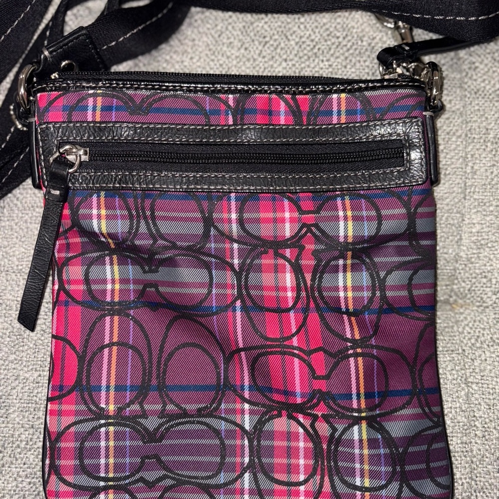 Coach Pink Plaid Crossbody Bag